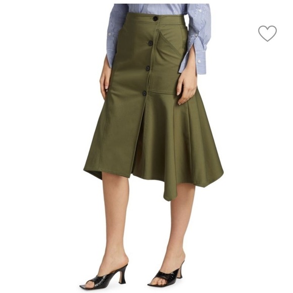 Derek Lam 10 Crosby Nadia Utilitarian Button Detail Linen Midi Skirt Size 10 - Picture 1 of 15